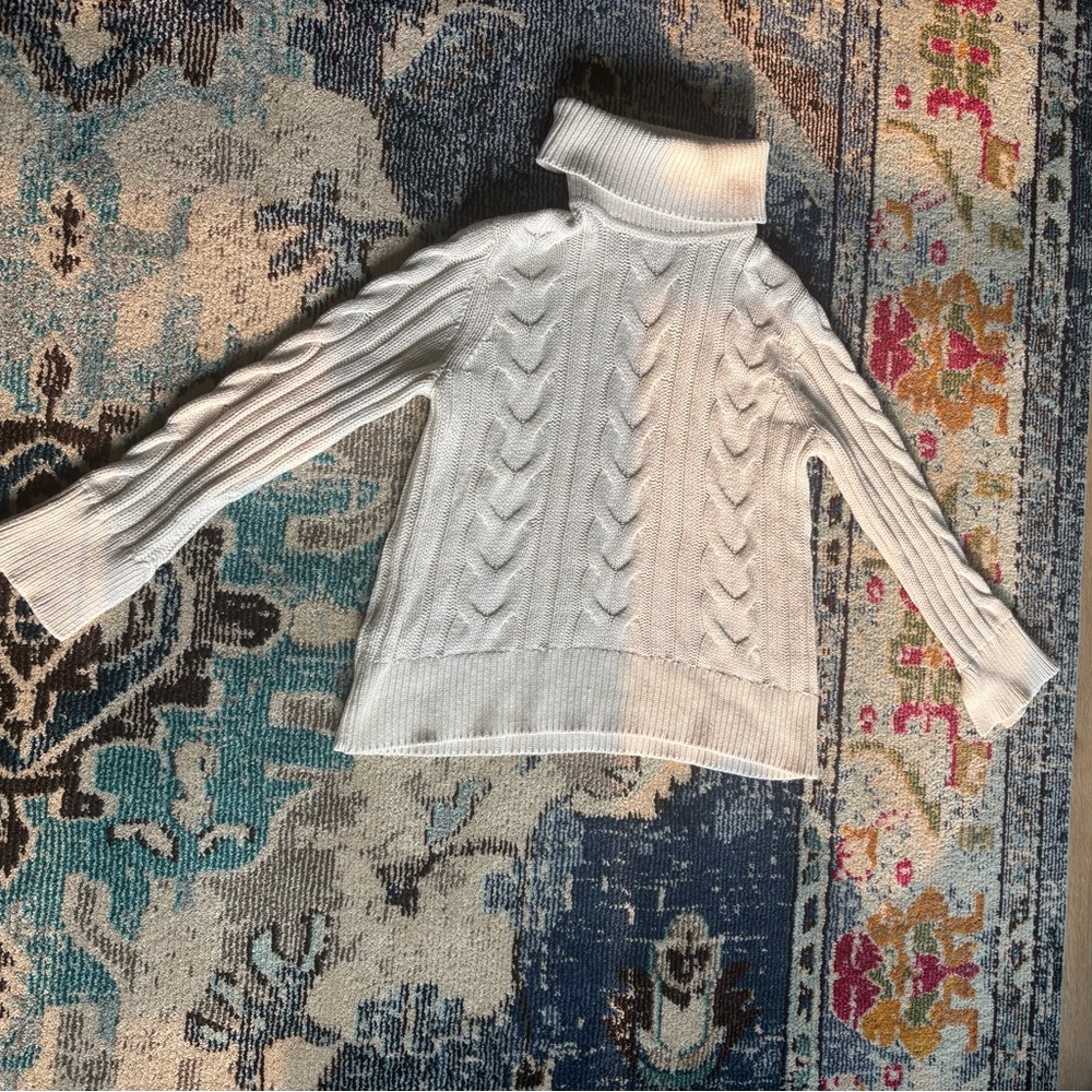 Banana Republic Cream Cable Knit Turtleneck Sweater
